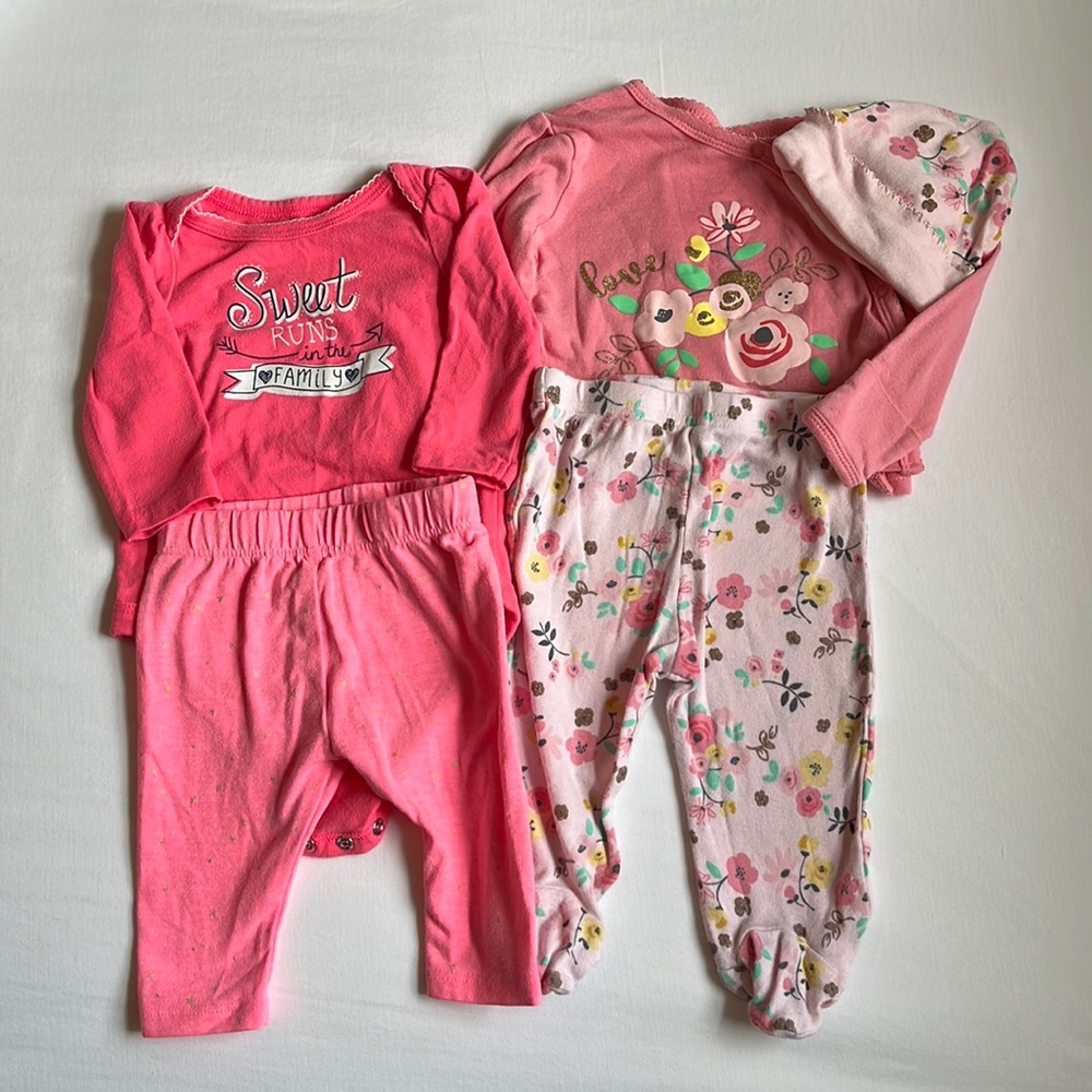 2 Baby Girl Outfits 0-3 Months